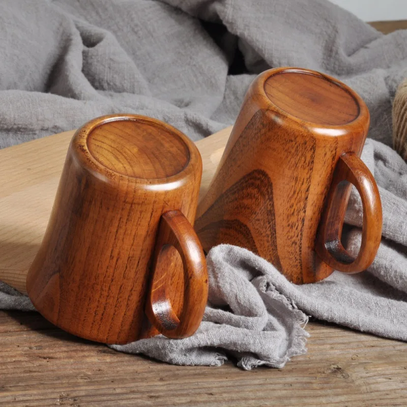 

Natural Jujube Wooden Cup Handmade Water Coffee Mug Tea Beer Juice Milk Mugs With Handle Drink Tea Cups Kitchen Drinkware Gift