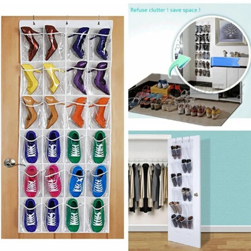 

24 Pockets Shoes Organizer Rack Hanging Organizers Space Saver Hanging Over The Door Behind Closet Organizer Storage Hanger