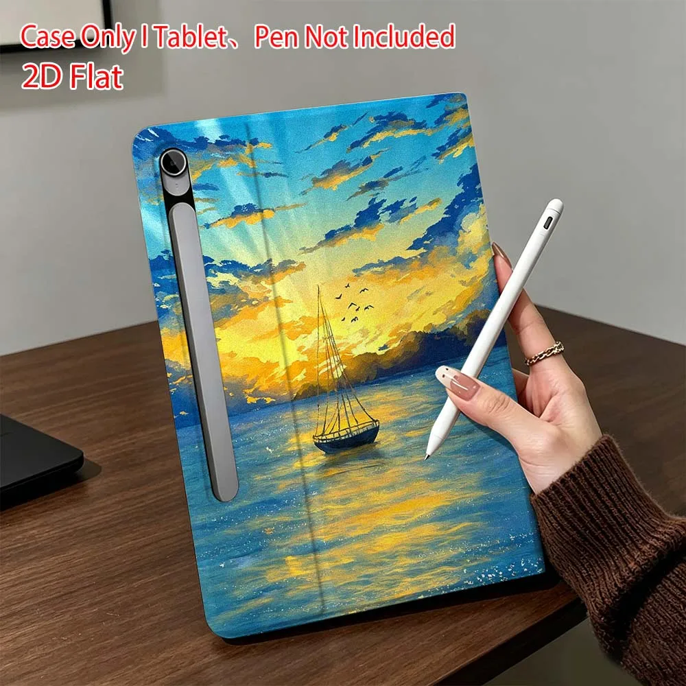 Фото Чехол-книжка Catoon Sun Mountain Sea для Samsung Galaxy Tab A7 A8 A9 A11 S6 S7 S8 S9 S10 S11 FE Plus с функцией автоматического сна/пробуждения №5