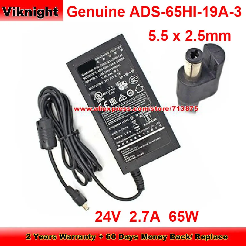 

Genuine ADS-65HI-19A-3 Ac Adapter 24V 2.7A for Pax E500 SMARTECR ADS-65HL-19A-3 with 5.5 x 2.5mm Tip Power Supply