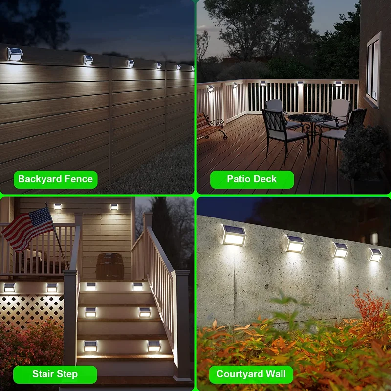 

Solar Lights Outdoor Stairs Fence Sunlight Lamp LED Solar Wall Lamp Outdoor Waterproof Deck Luminous Lighting Garden Decoration