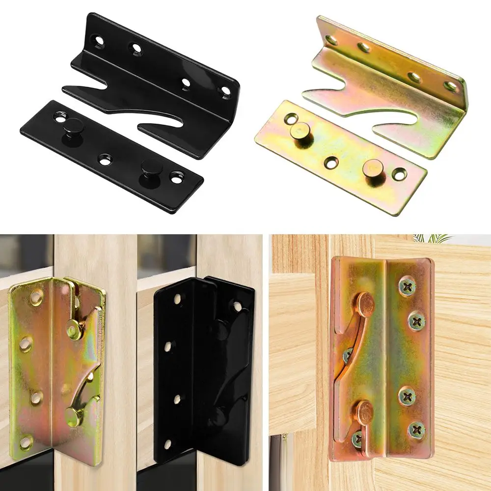 

4 Set Furniture Fixed Connection Corner Thicken Snap Connectors Bed Rail Hook Bracket Fitting Bed Hinge