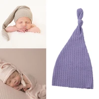newborn photography baby knitted pullover hat knotted solid color infant photo cap baby photography props