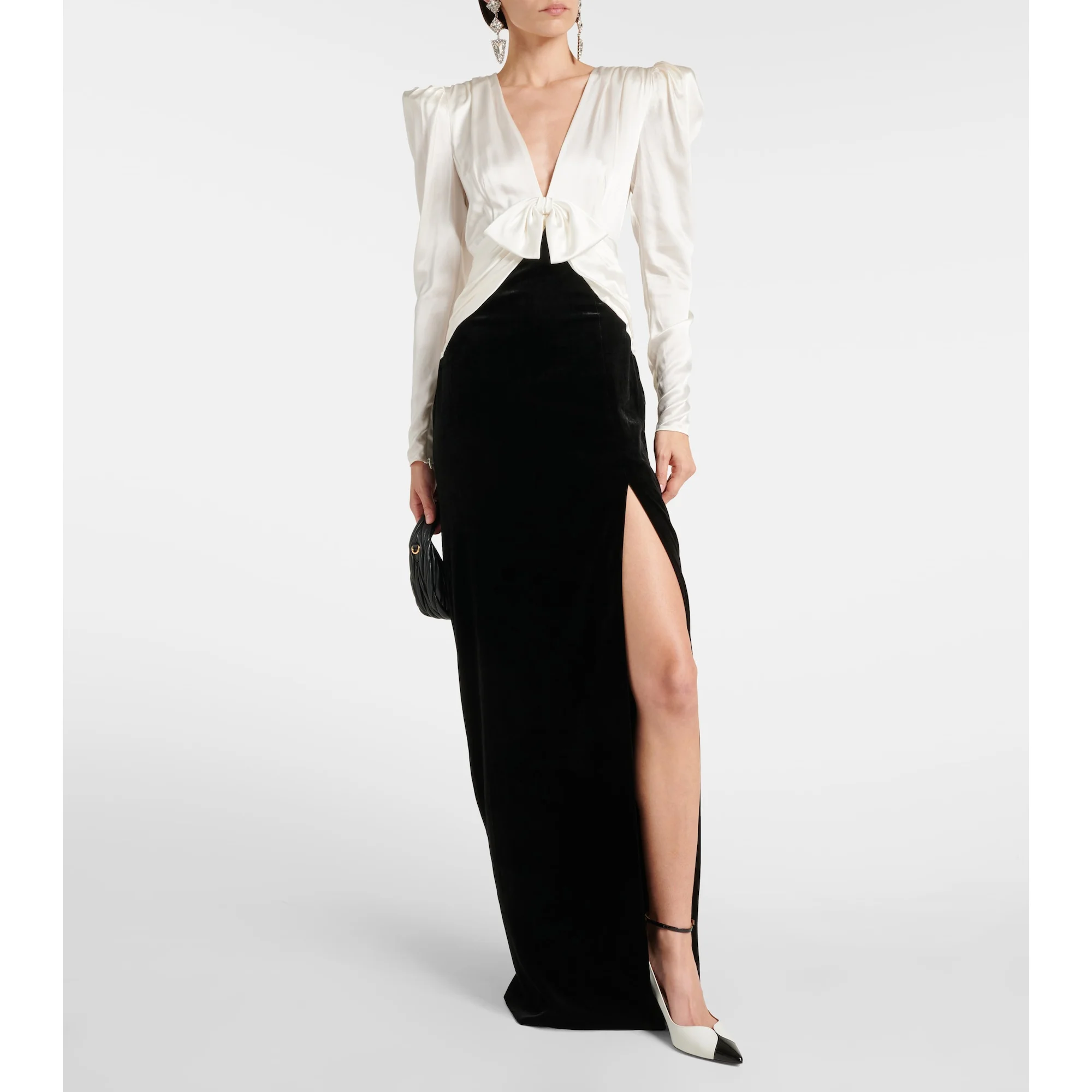 Женское вечернее платье с V-образным вырезом и Боковым Разрезом