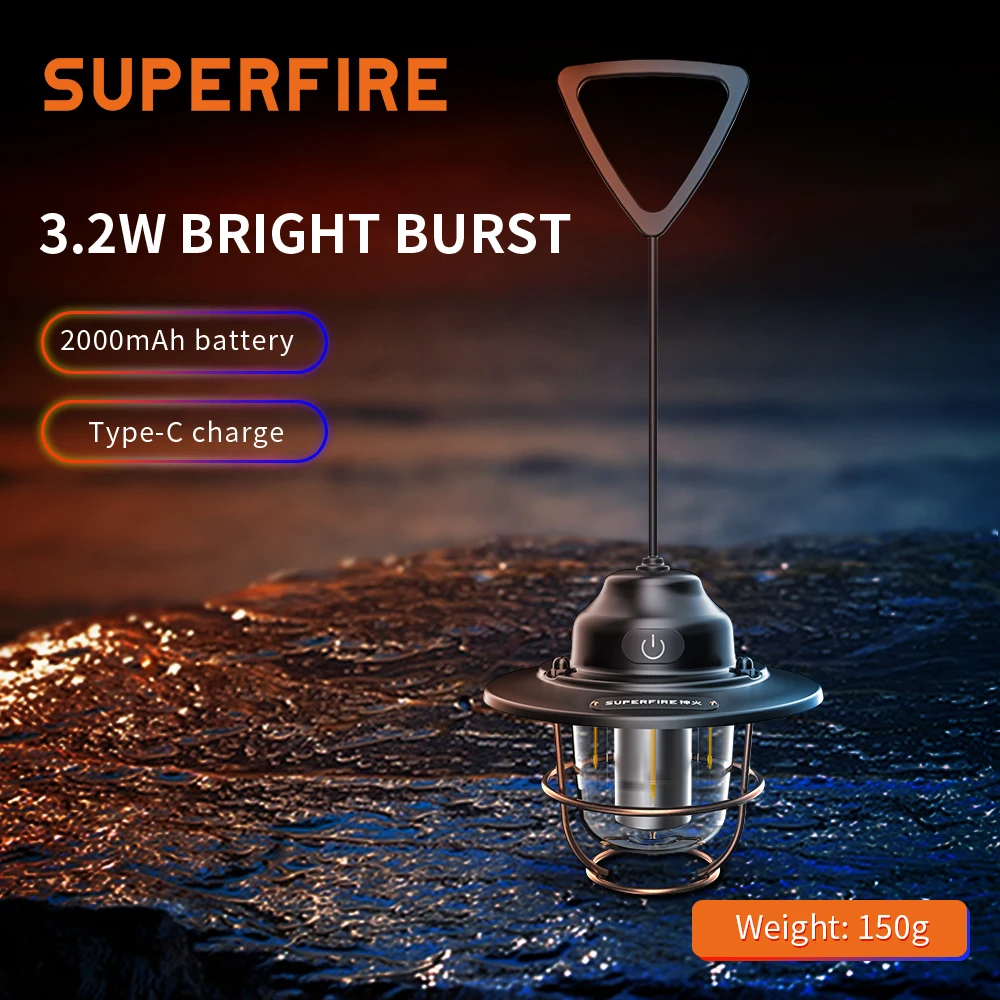 

SuperFire T57 Portable Camping Lamp Fishing Outdoor Hiking Hanging Light Waterproof Aluminum Alloy Garden Street Path Lawn