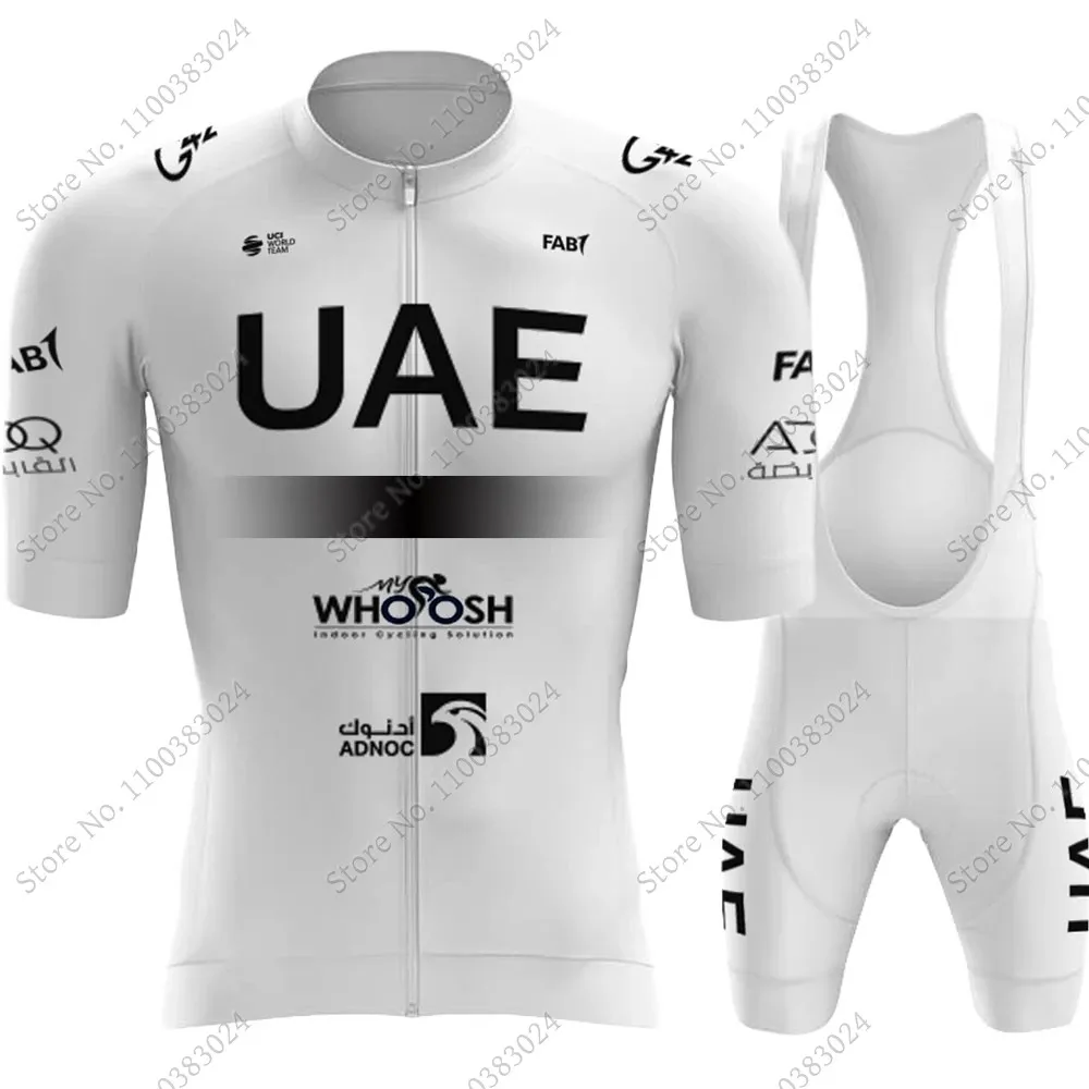 2023 White UAE Team Cycling Jersey Set Short Sleeve Summer Mens Clothing Road Bike Shirts Suit Bicycle Bib Shorts MTB Ropa
