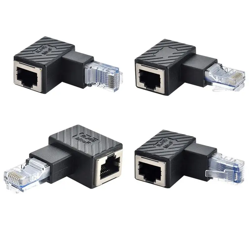 

RJ45 Male to Female Adapter LAN Ethernet Network Cable Connector Extender 90 Degree Angled Adaptor for Computer Notebook