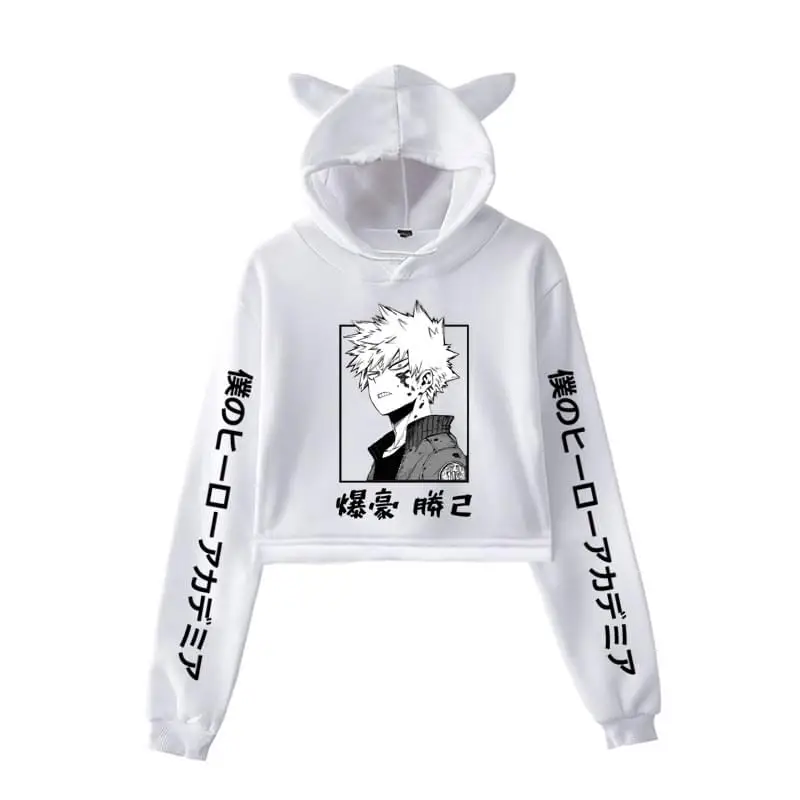 

Худи с японским аниме мотивом моя геройская академия, Katsuki Bakugo, пуловер с принтом, женский личный короткий топ с длинным рукавом, худи Spri