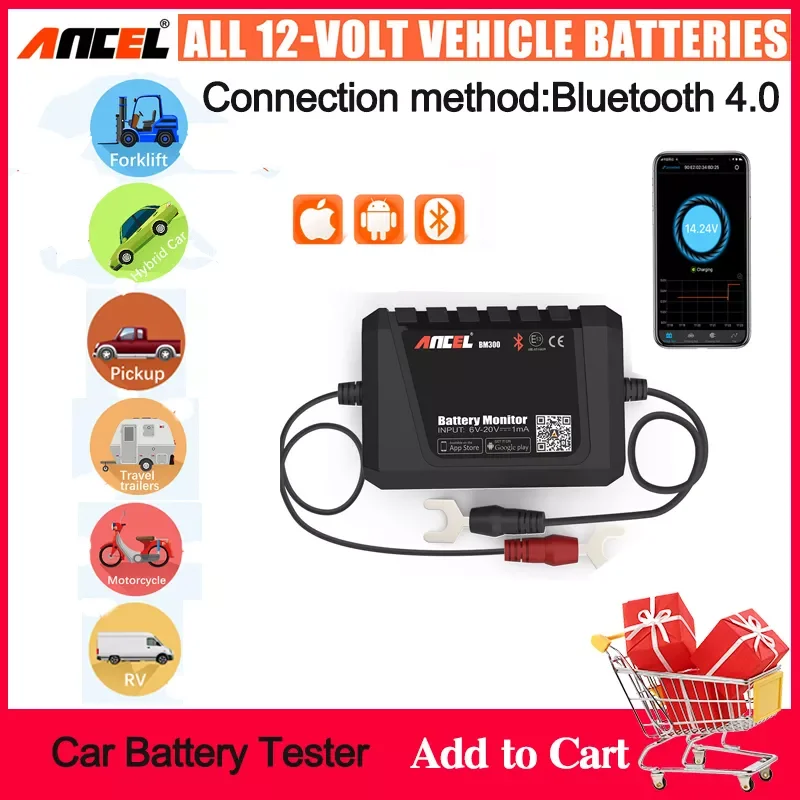 Диагностический прибор ANCEL BM300 12 В Bluetooth для измерения напряжения