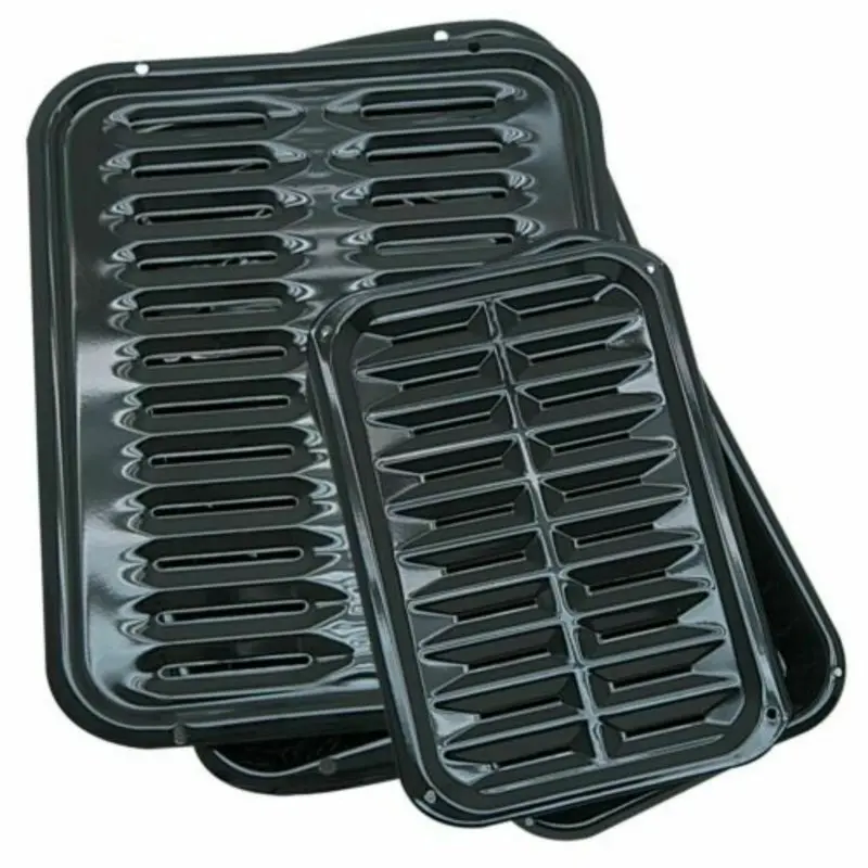 

RangeKleen Heavy Duty Black Porcelain 4 Piece Broiler Pan Set - Black