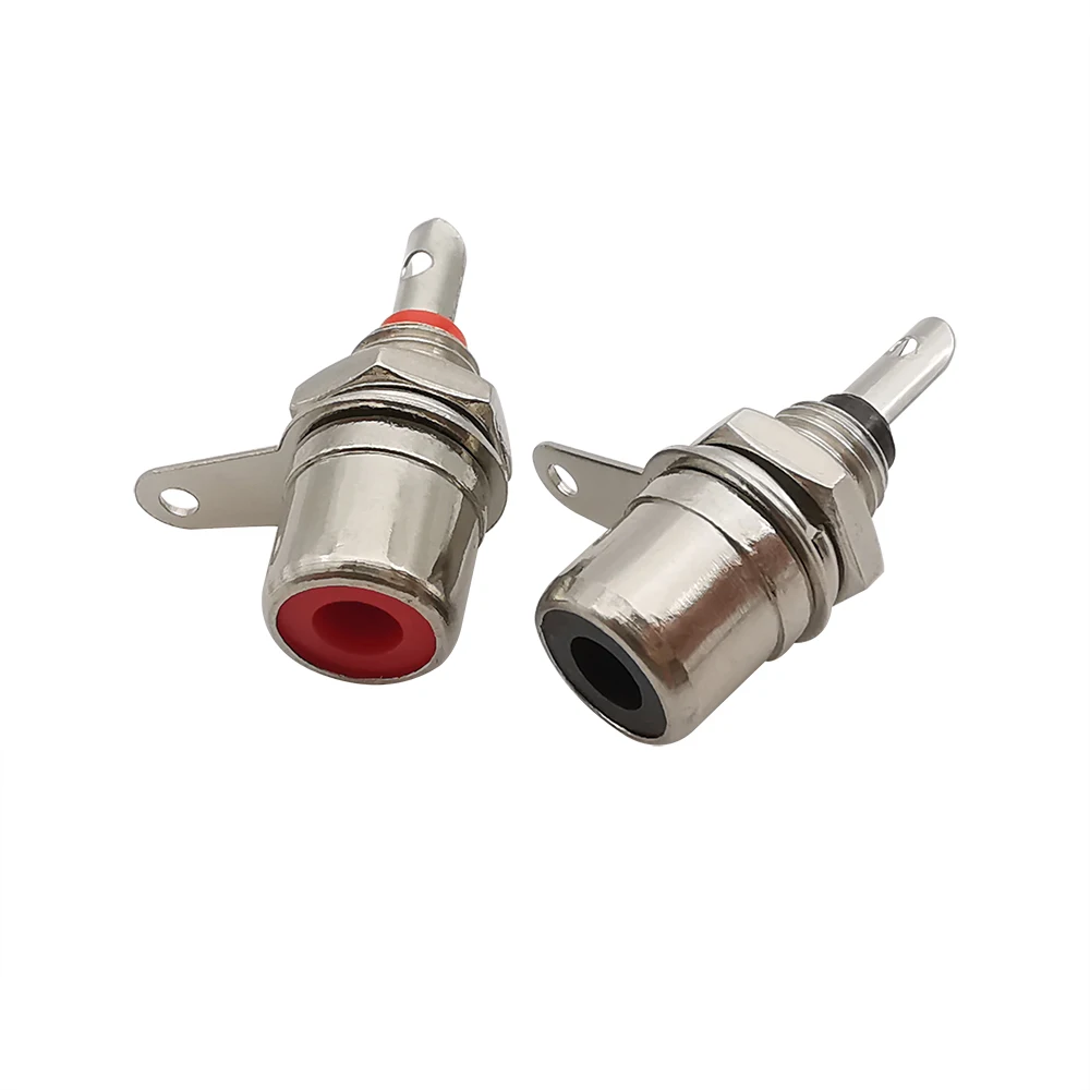 

Nickel Plated RCA Female Jack Chassis Panel Mount Audio Adapter RCA Phono Socket Plug Terminal Soldering Connector Red+Black