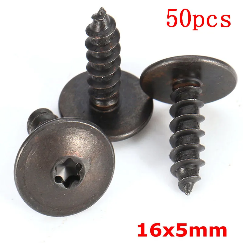 50Pcs/Set Engine Cover Undertray Splash Guard Wheel Arch Torx Screws Fastener Clips Universal For VW For Audi 5x16mm Clips