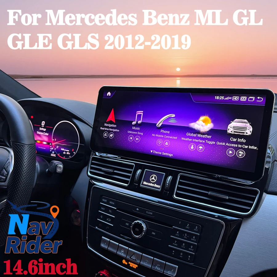 

Ультратонкий 14,6-дюймовый для Mercedes Benz ML GL GLE GLS W166 X166 2012-2019 Carplay Автомобильный GPS-навигатор Мультимедийный стереоэкран Android