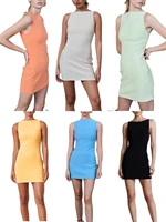 minimalist style slim stretch sleeveless dresses female summer sexy short simple party dress new color supermodel same style