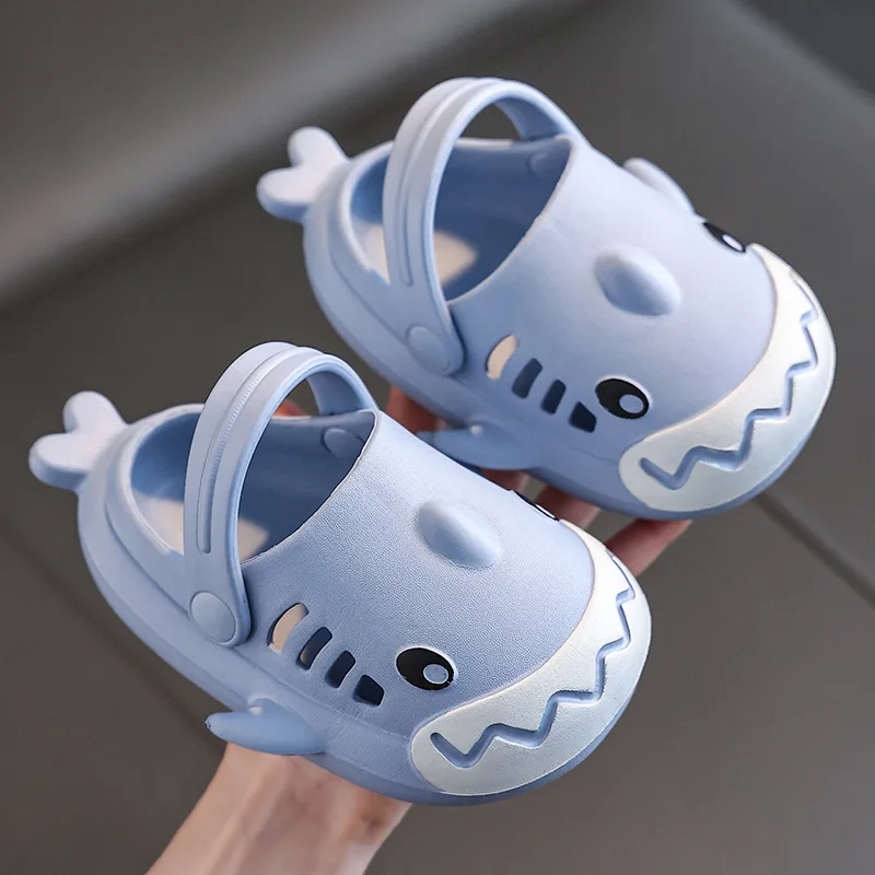 Cartoon Shark Kids Slippers Bathroom Soft EVA Soft Fish Mouth Sandals Non-Slip Outdoor Boys Girls Summer Beach Children Shoes