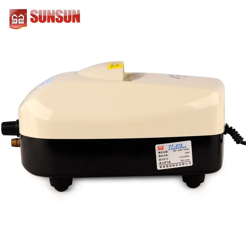 Фото Компрессор SUNSUN YT-818 AC/DC для аквариума, поршневой насос с питанием от батареи, двойного назначения, из ABS-пластика, микро-воздушный насос №2