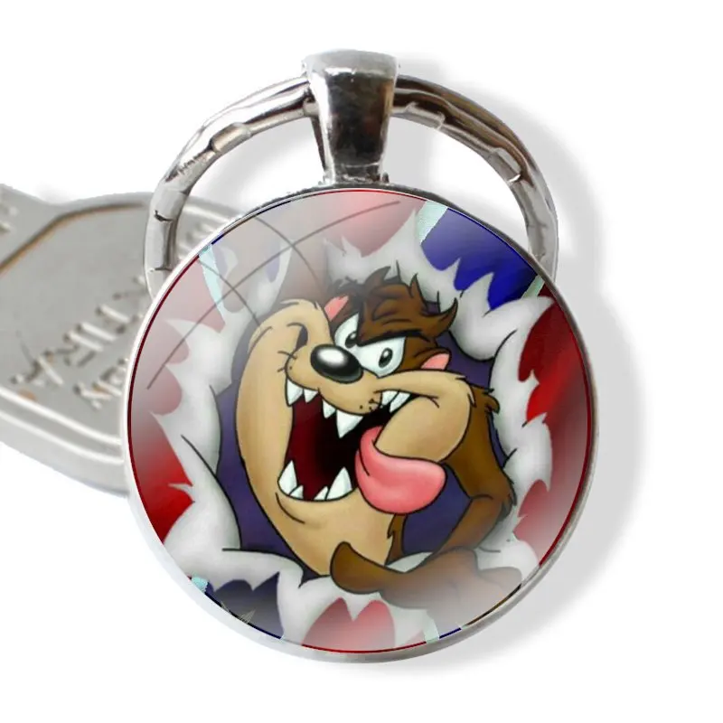 Glass Cabochon Keychain Pendant Car Key Chains Handmade cute Tasmanian Devil taz Sexy Cartoon Fashion Creative Design images - 6