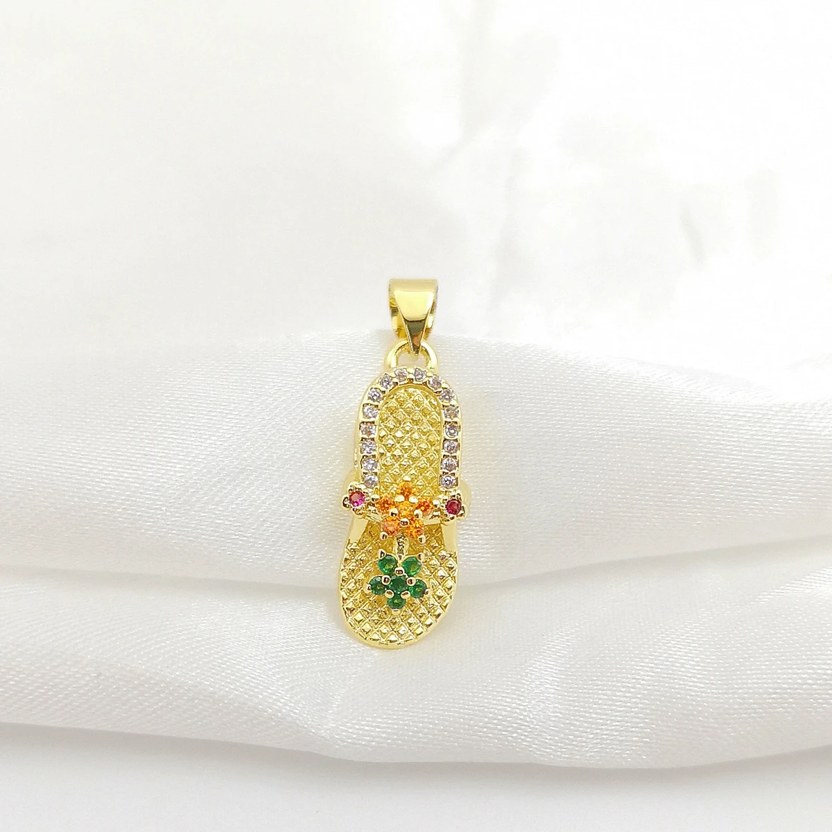 Медные позолоченные цветные тапочки с подвесками для самостоятельного