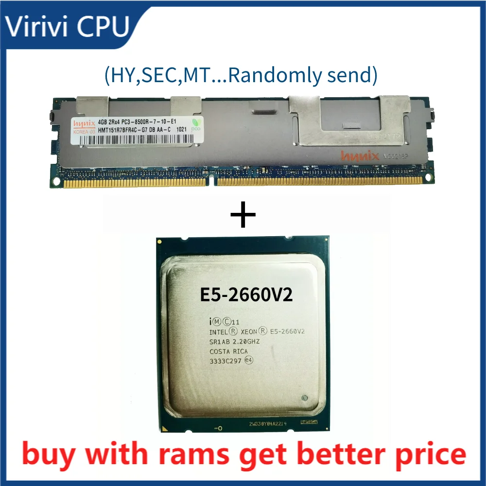 

DDR3 4G Server ram with heatsink 1066Mhz with E5-2660V2 SR1AB CPU Processor 10 Core 2.20GHz 25M 95W
