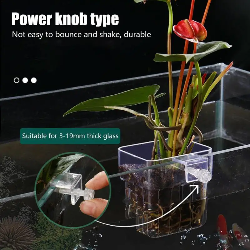 w akwarium kosz na rośliny przezroczyste dekoracje akwariowe doniczka wodne uchwyt kubek sadzarka do