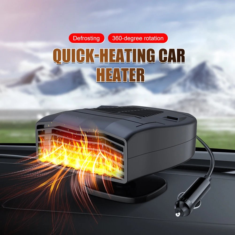 

12V 24V Car Heater 2 In 1 Portable Fan 180W Heating and Cooling 360-Degree Adjustable Defrosting Defogging Winter Heating Fan