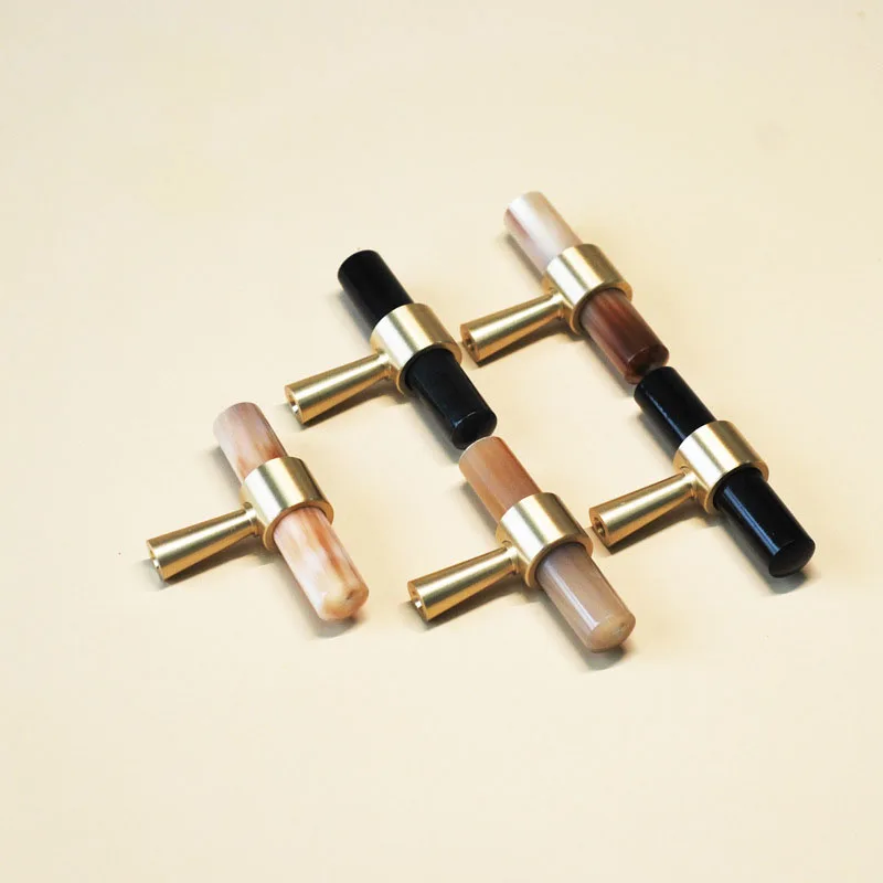 brass handles horn black white random texture drawer pulls cabinet knobs kitchen door handles for furniture hardware accessories free global shipping