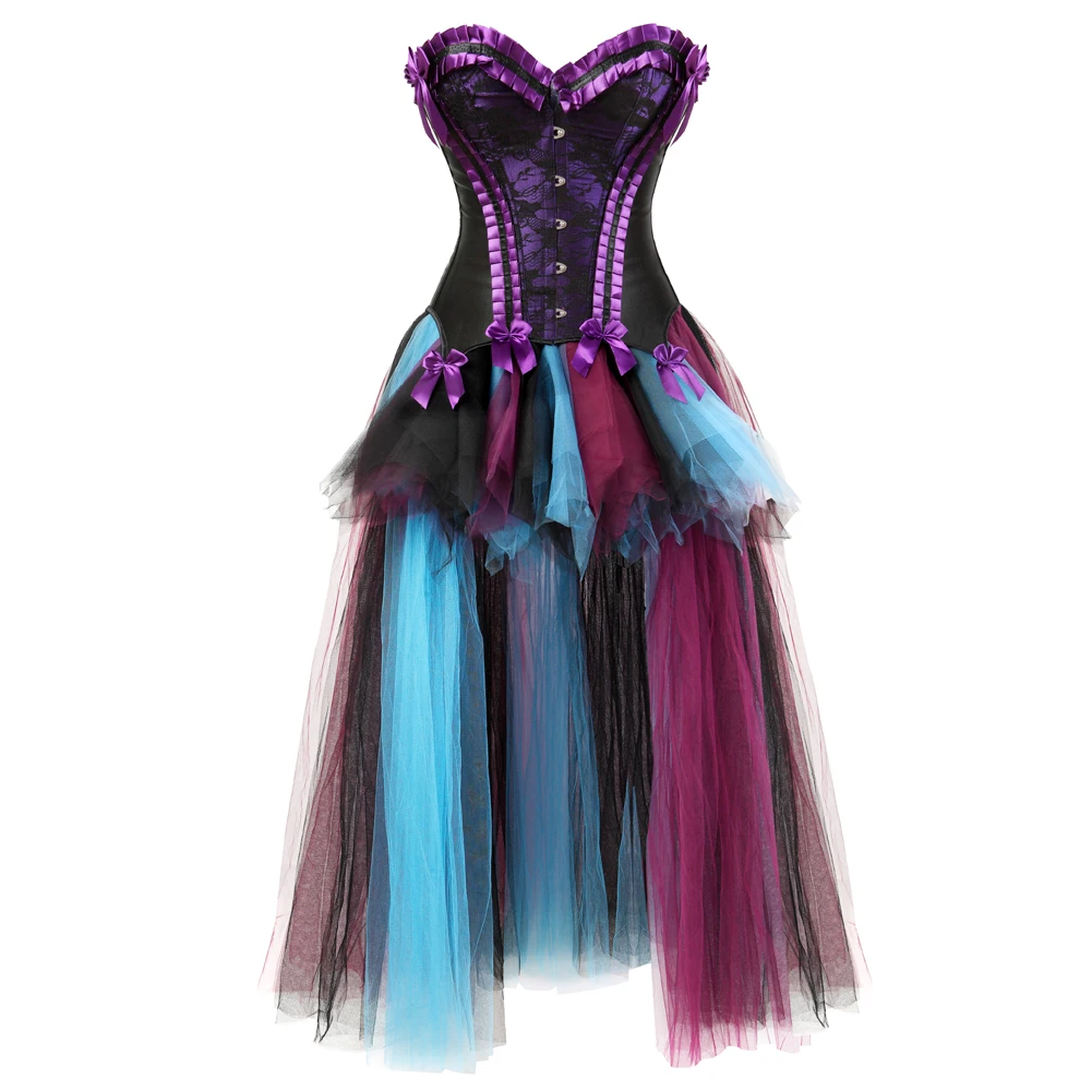 

Готическое винтажное платье-корсет, эротические викторианские бюстье с длинной тюлевой юбкой, сексуальные корсеты для ShowGirl, танцевальные платья, женское платье