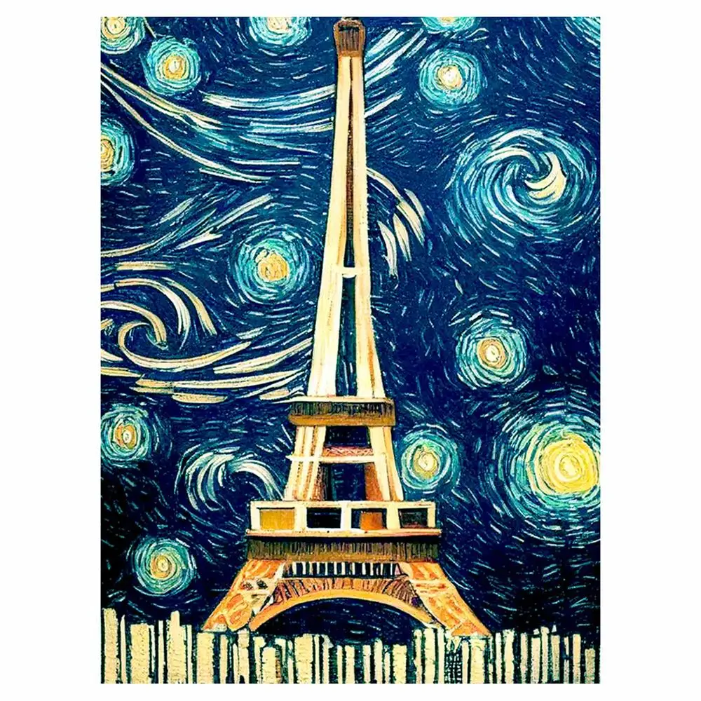 

YI BRIGHTDiamond painting Van Gogh Paris Tower DIY handicrafts 5D full square drill round drill home decoration Mosaic kit group