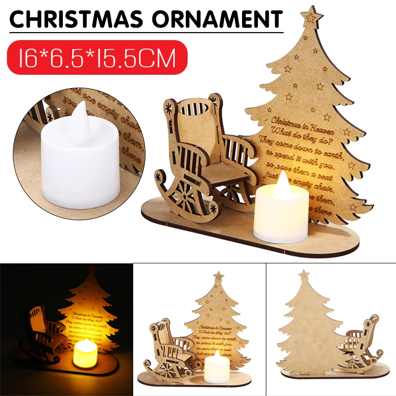 

Деревянный Настольный Декор, Рождественское украшение для памятного дня, «сделай сам», рождественское кресло-качалка для дома, сада, подсве...