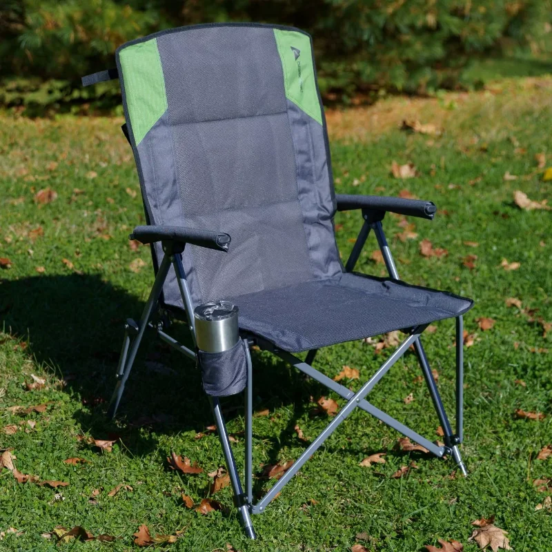 

High Back Hard Arm Camping Chair, Gray Outdoor Furniture