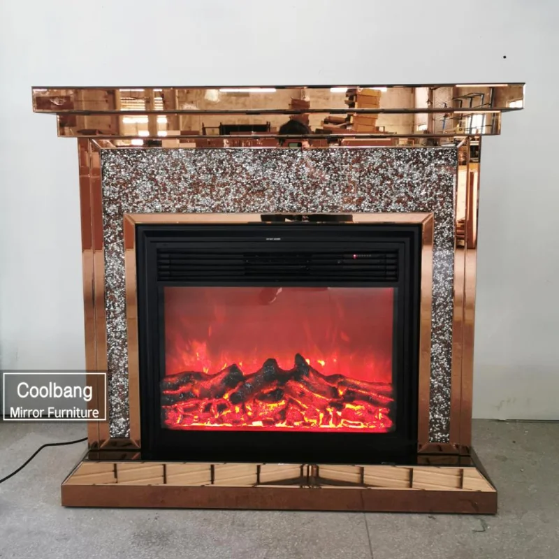 

Modern Design and Hot Sales Diamond Crushed Mirrored Fireplace