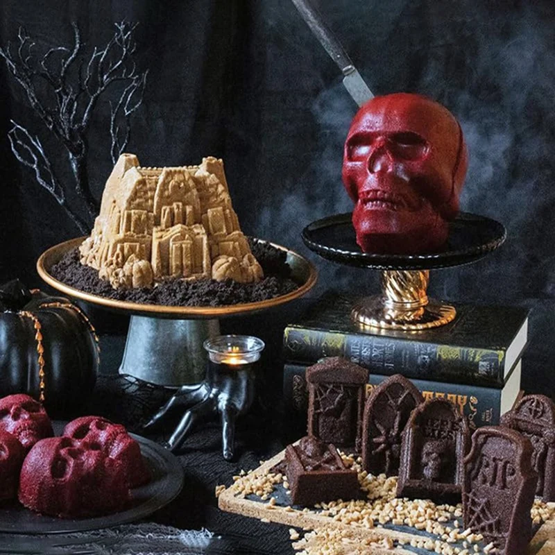 НОВАЯ силиконовая форма для торта с черепом на Хэллоуин новинка 2024 6 полостей