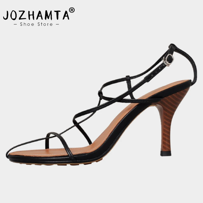 

Сандалии JOZHAMTA женские на очень высоком каблуке, римские босоножки из натуральной кожи, роскошные брендовые туфли на шпильке, размеры 34-40, лето 2023