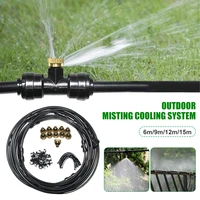 cooling system with pe hose brass mist nozzles 34 adapter for garden porch greenhouse potted drip irrigation kit spray cooling