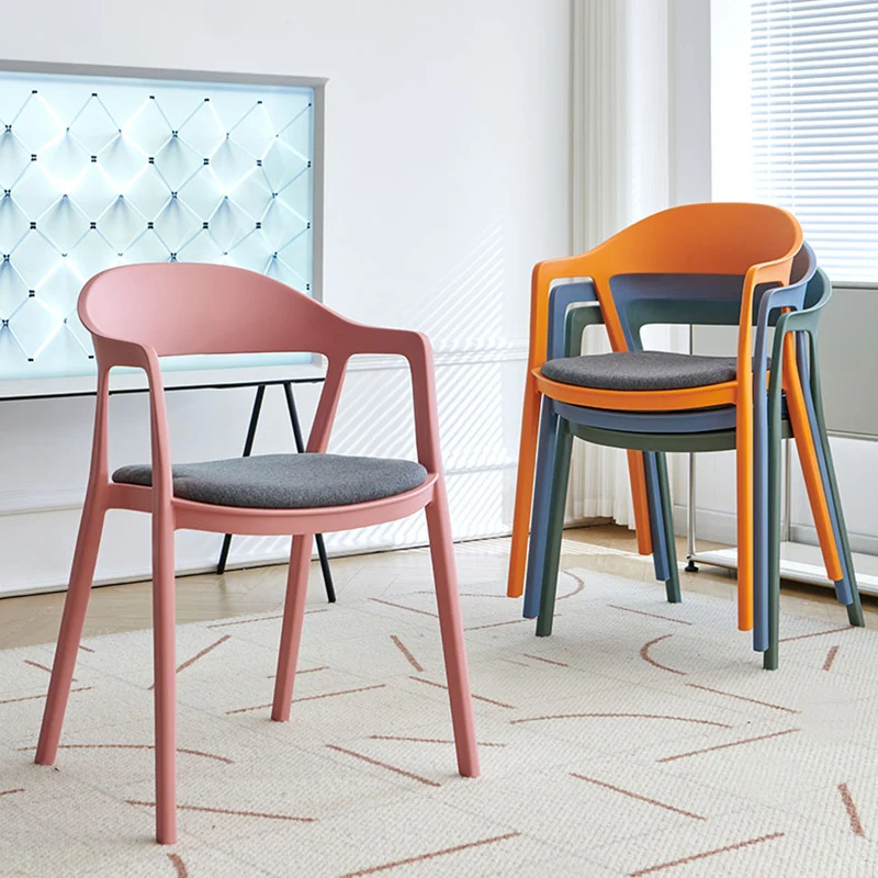 

Nordic Modern Dining Chairs Plastic Ultralight Elbow Support Space Saving Chairs Adults Cute Fauteuil Salon Household Essentials