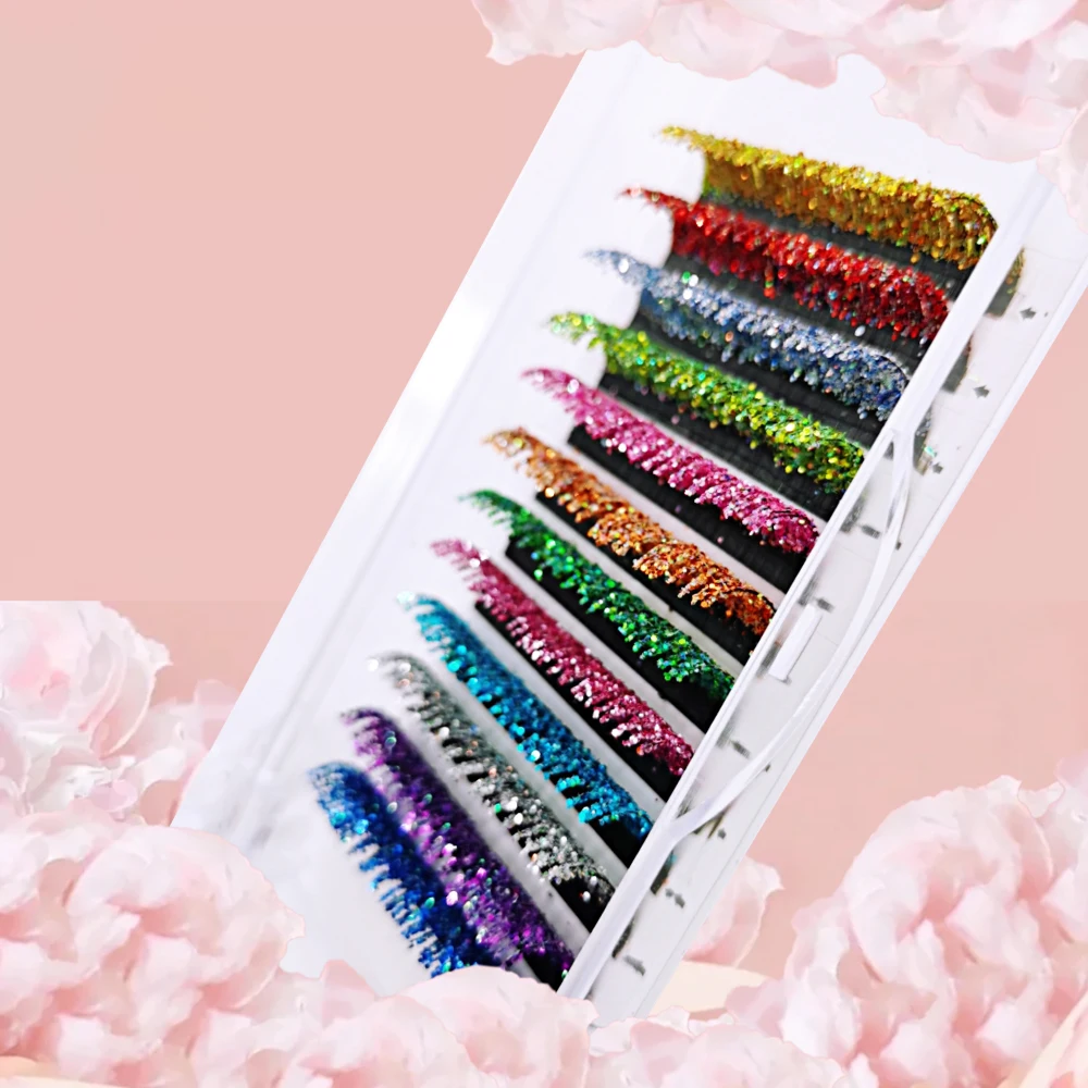 

Colored Glitter Lash Extensions Fan Russian Volume Lash Shiny Individual Lashes Makeup Tool Whole Sale Items For Resale In Bulk