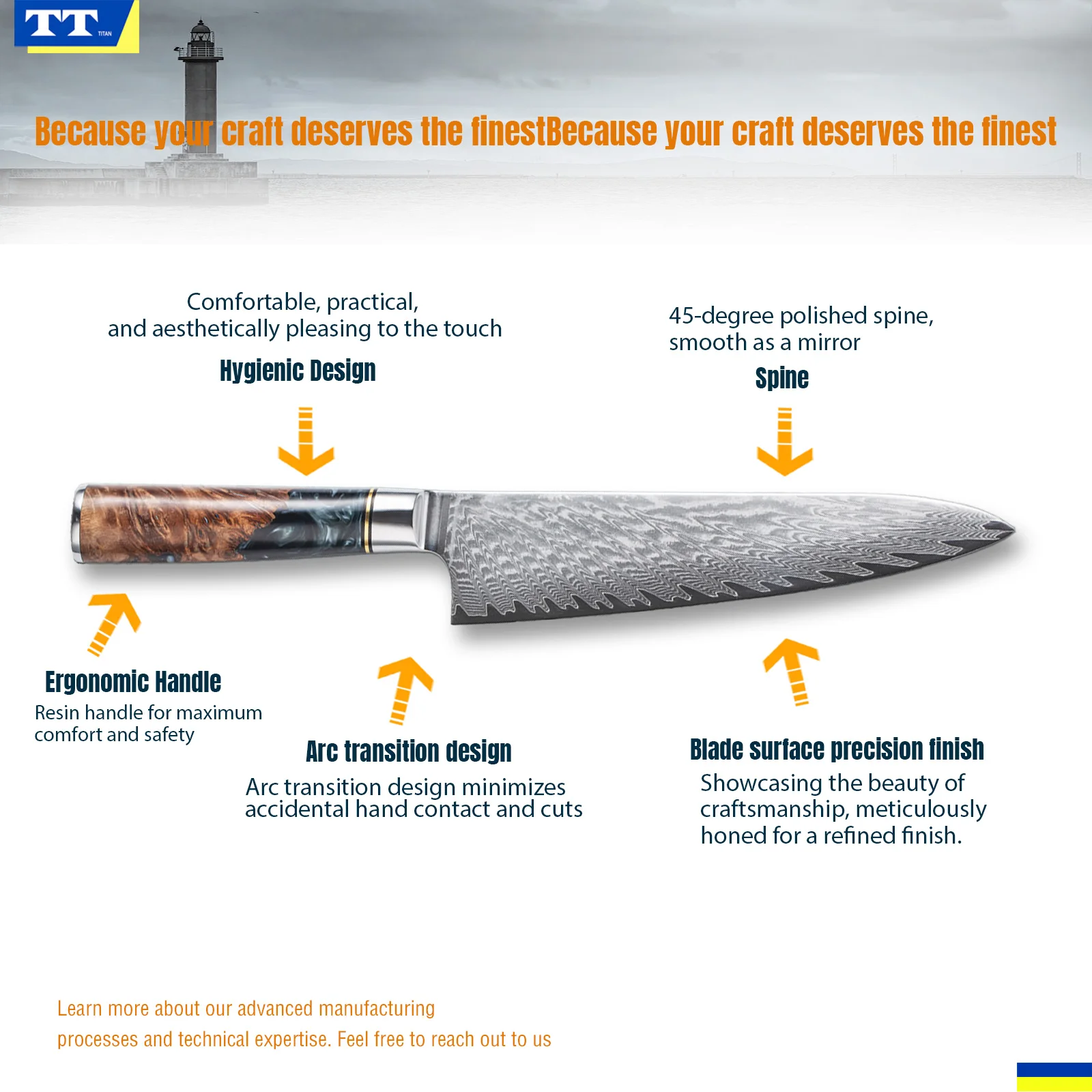 Набор кухонных ножей из черной дамасской стали