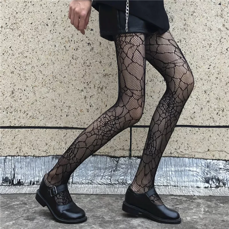 

Gothic Tights Pantyhose Black Retro Rose Flower Vine Fishnet Lace Trousers Little Love Bottoming Stockings Women Girl's