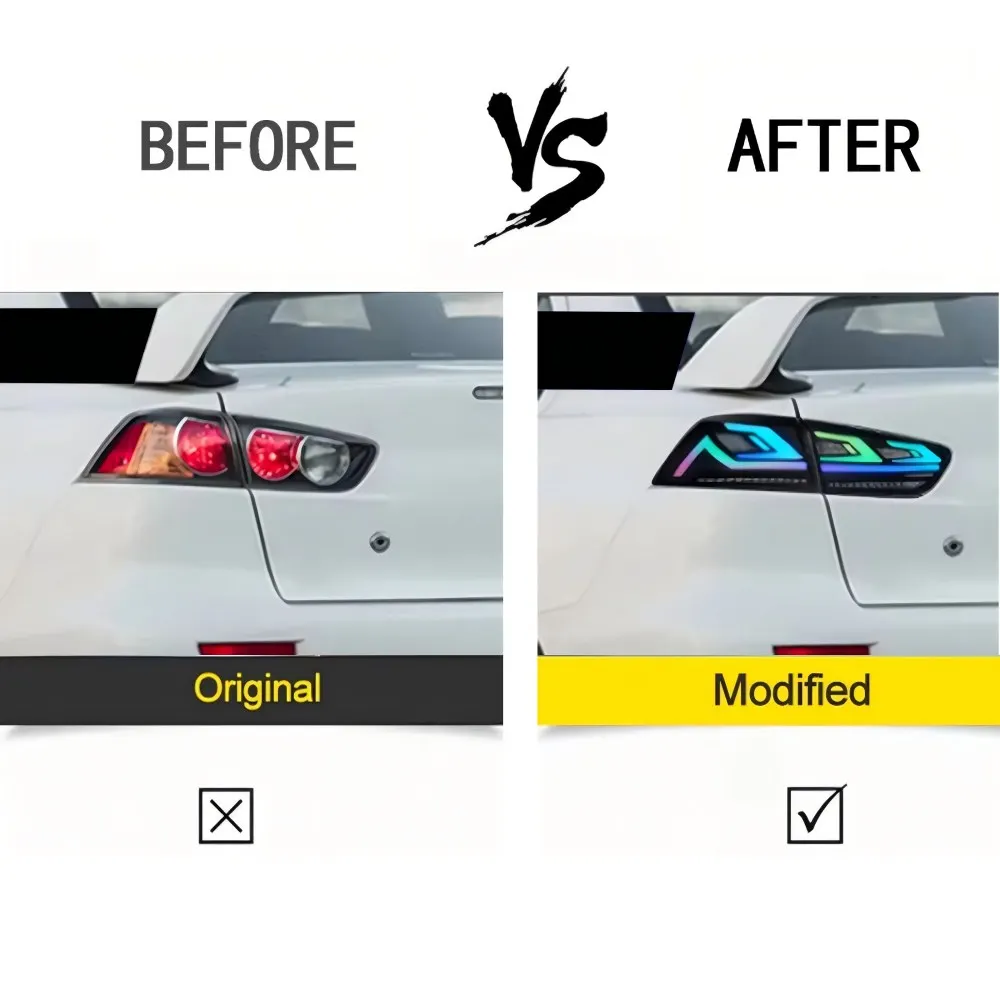 Фото Светодиодные RGB задние фонари для Mitsubishi Lancer и EVO X 2008-2020 с динамической последовательной анимацией при запуске №4