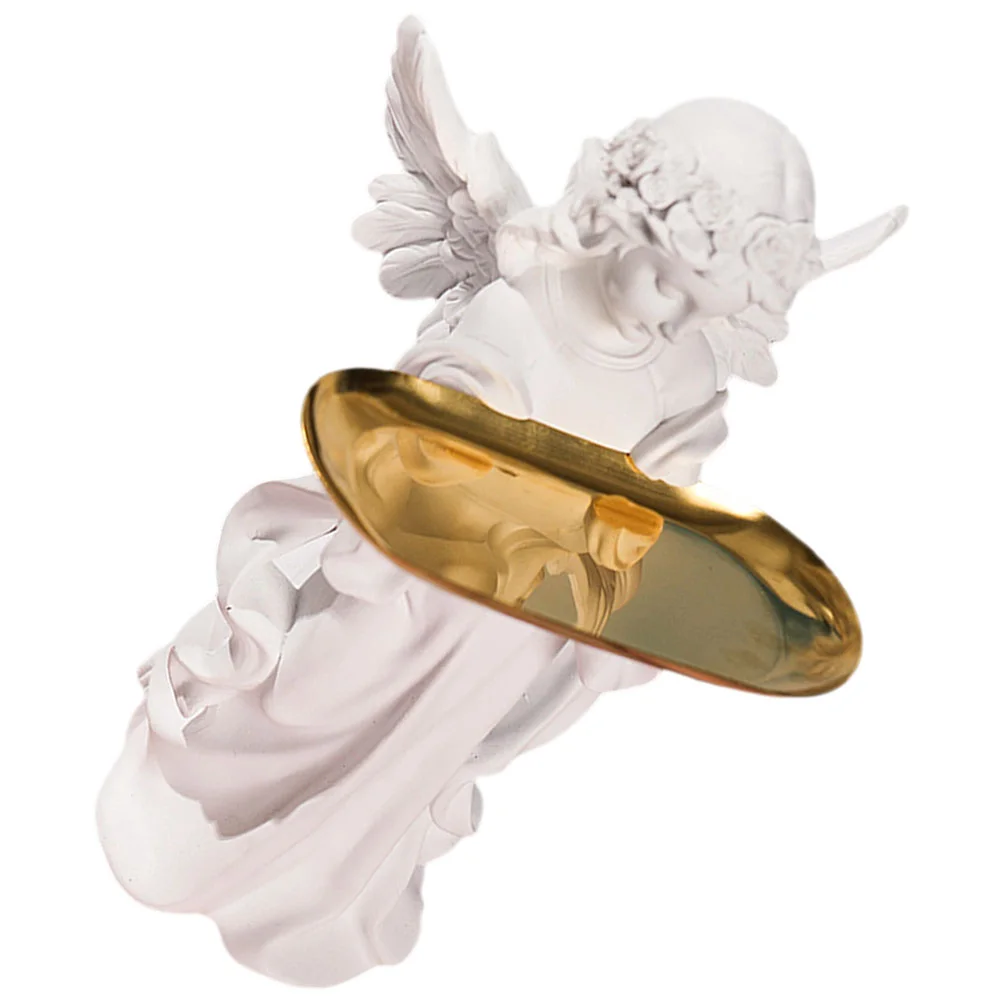 

Angels Statue Key Tray Trinket Plate Ring Dish Resin Candy Dish Resin Plate Trinket Holder Small Jewelry Dish Wedding Decoration