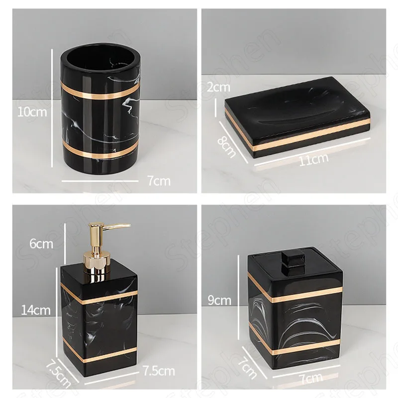 Creativity Double Gold Stroke Resin Bathroom Accessories Set European Modern Toothbrush Cup Toothbrush Holder Home Decoration images - 6