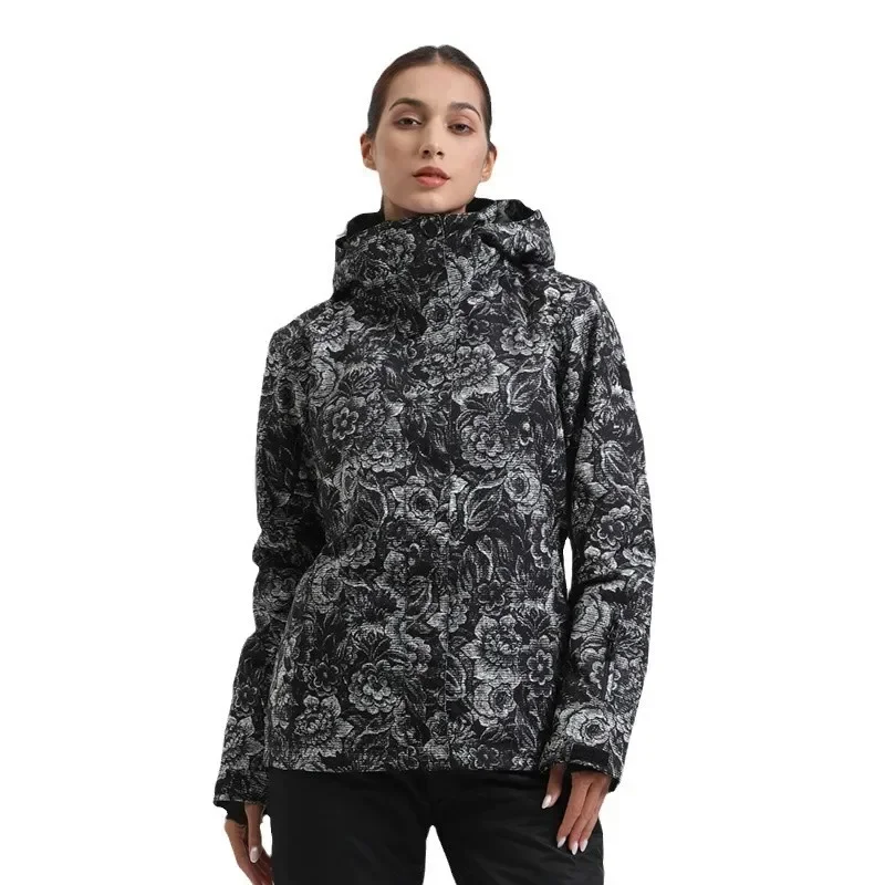 Winter New Warm Skiing Jackets Outdoor Windproof Waterproof Woman Hooded Zipper Ski Outerwear Sport Snow Print 2025 Female Coats
