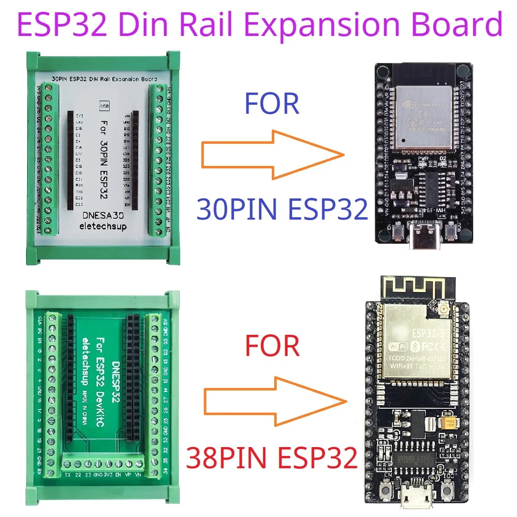 30PIN 38PIN ESP32 плата расширения для монтажа на DIN-рейку ESP-WROOM-32 Wi-Fi BT модуль макетная