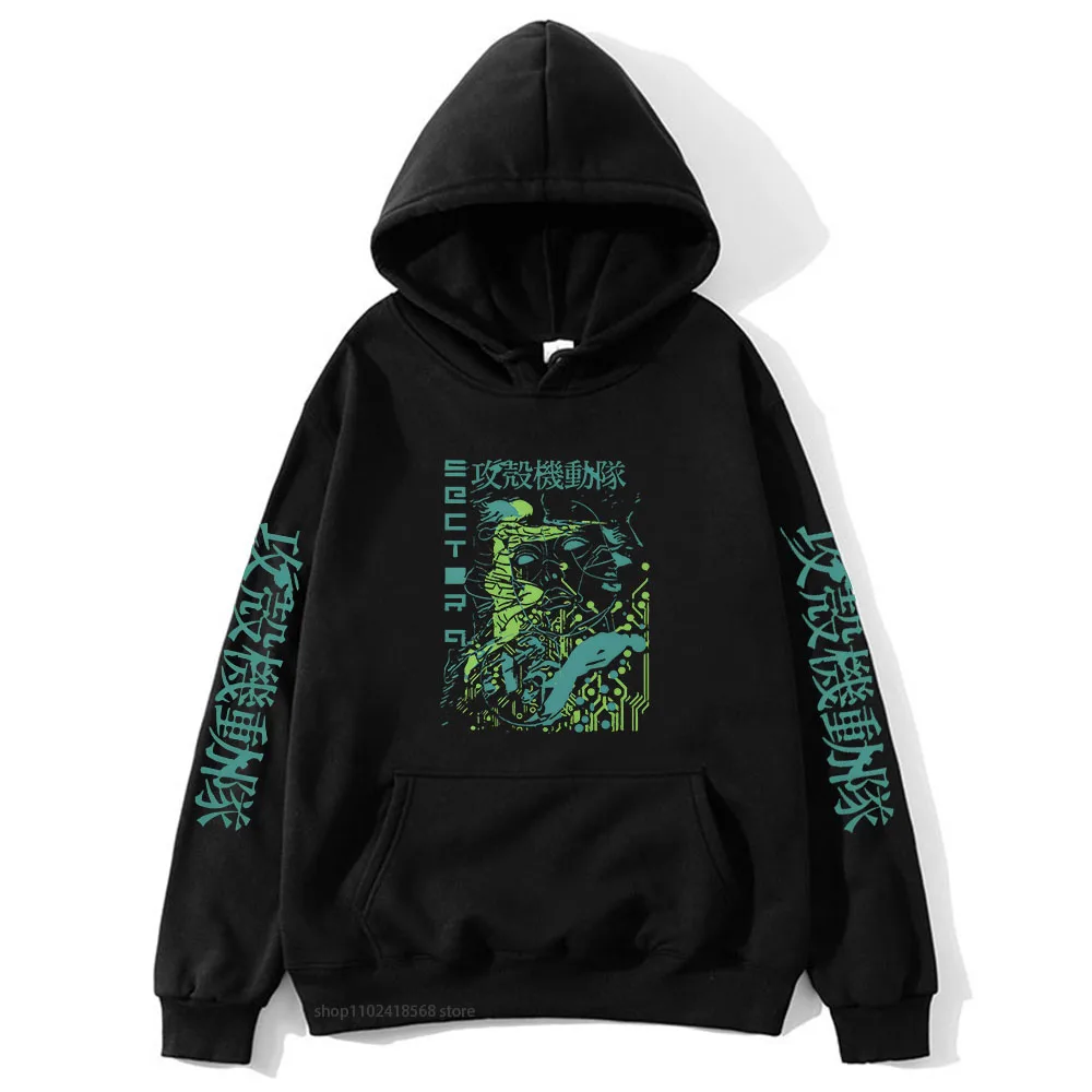

Anime Ghost In The Shell Hoodies Japanese Manga Koukaku Kidoutai Sweatshirts with Hooded Hip Hop Mens Winter Pullovers Gothic