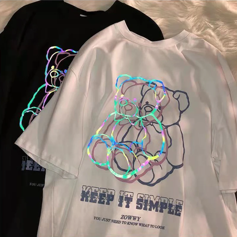 

Summer Graphic Women T Shirts Gothic Bear Print Harajuku Female Tshirt Clothes Short Sleeve Tee Streetwear Tops Anime T Shirt