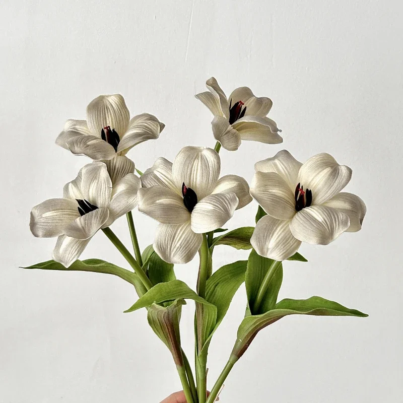 Искусственный цветок из искусственной кожи на ощупь Черный тюльпан 47 см для