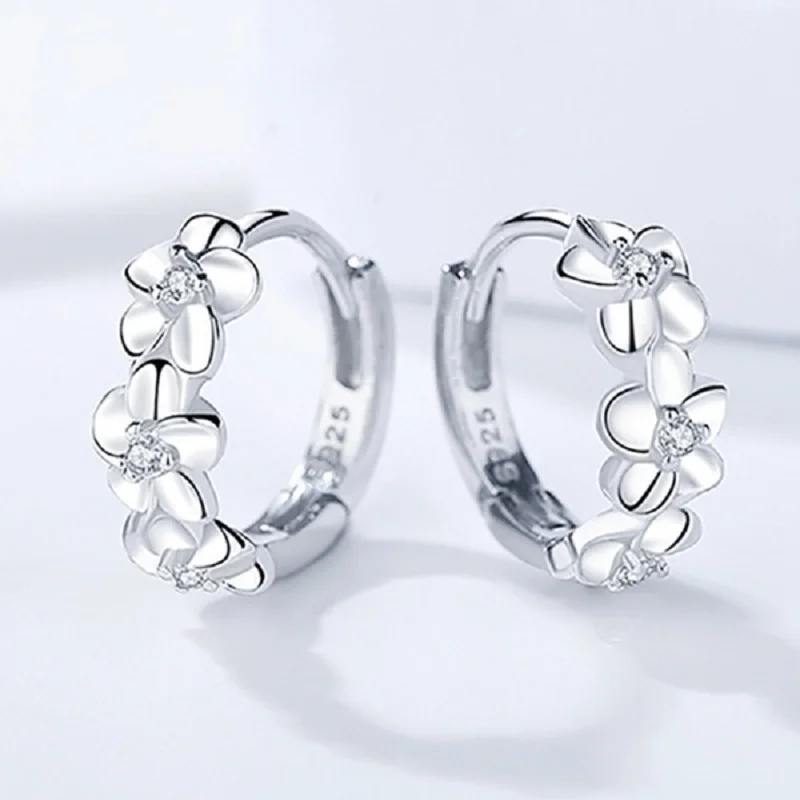 

Charm Women Silver Stud Cubic Zirconia Earrings Flower Earrings Engagement Earrings Anniversary Gift Mother's Day Gift Jewelry