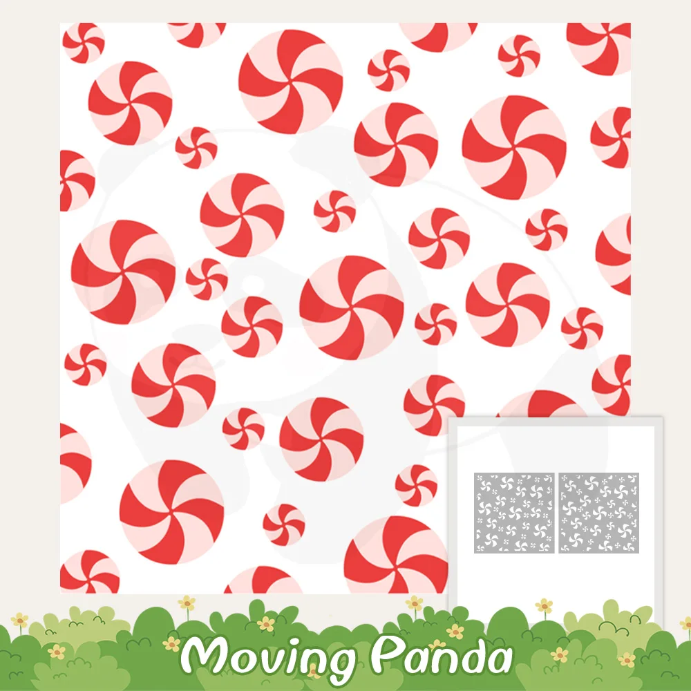 

2PCs Sweety Candy Chritsmas Stencil For Decor DIY Scrapbooking Embossing Background Stencils Set For Xmas Paper Cards Diary