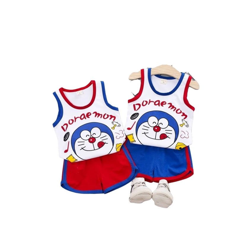 

Anime Peripherals Doraemon Cartoon Cute Vest Shorts Suit Boys and Girls Baby Sleeveless Children's Clothes
