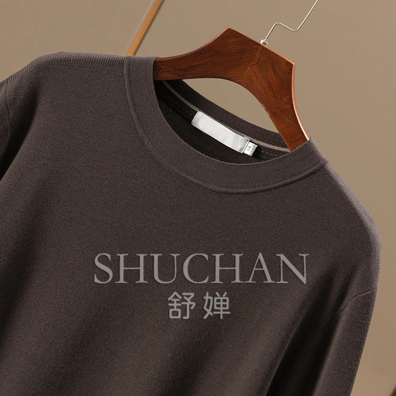 МУЖСКИЙ классический свободный шерстяной свитер с круглым вырезом Basulan мужская